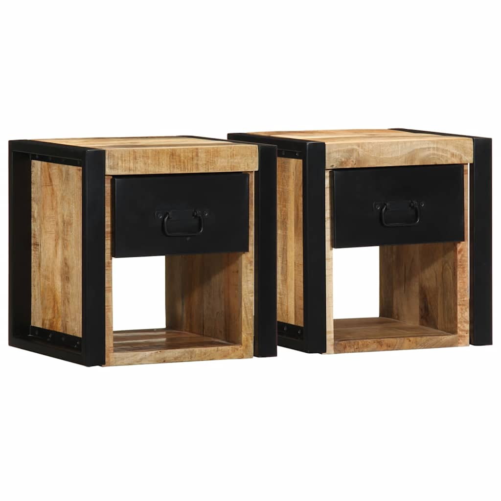 Nachttisch 40X35X40 Cm Raues Mango-Massivholz