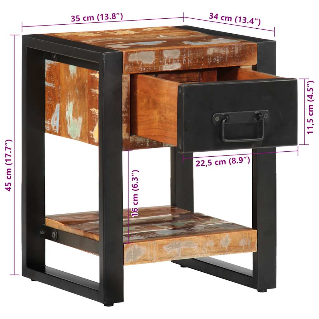 Nachttisch 35X34X45 Cm Altholz Massiv
