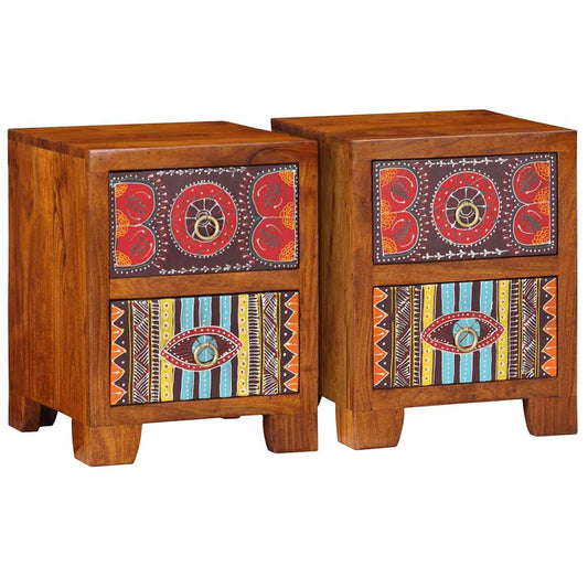 Nachttisch 2 Stk. 35X35X45 Cm Massivholz Akazie