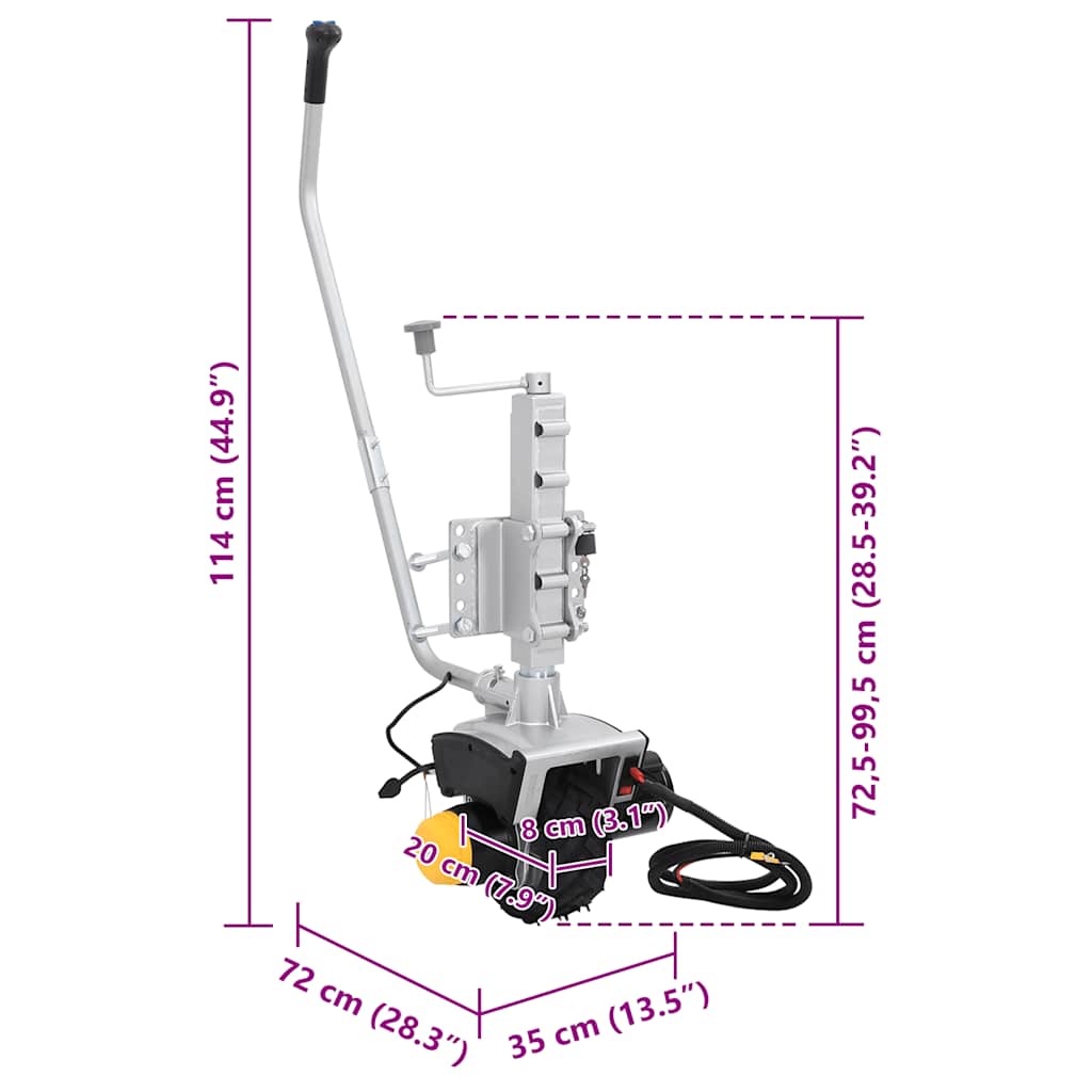 Stützrad Für Anhänger 12 V 550 W Aluminium Weiß
