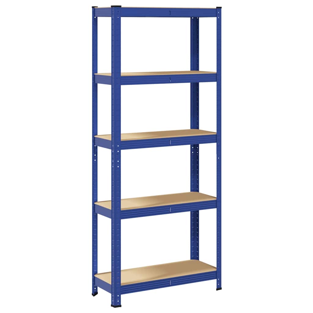 Lagerregal Mit 5 Böden Stahl & Holzwerkstoff Blau