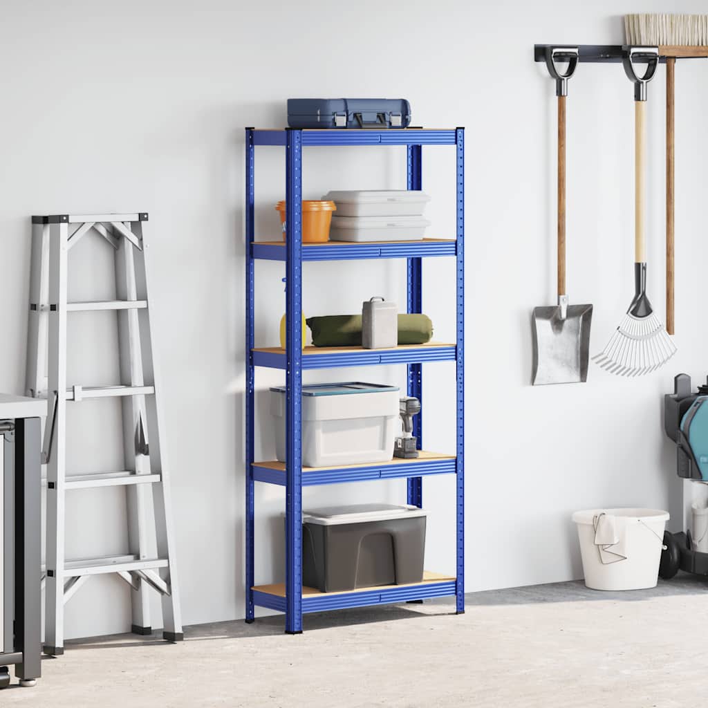 Lagerregal Mit 5 Böden Stahl & Holzwerkstoff Blau