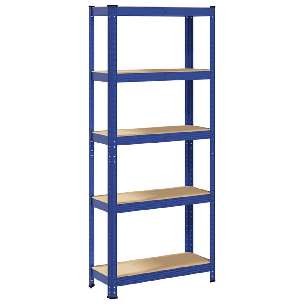 Lagerregal Mit 5 Böden Stahl & Holzwerkstoff Blau