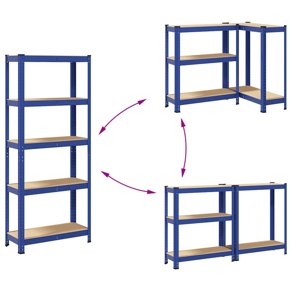Lagerregal Mit 5 Böden Stahl & Holzwerkstoff Blau