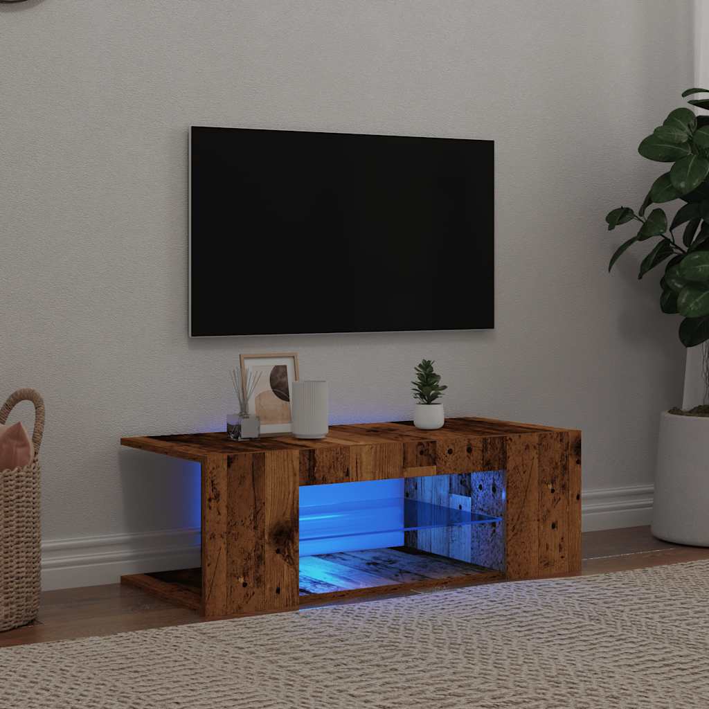 Tv-Schrank Mit Led-Leuchten Artisan-Eiche 90X39X30 Cm