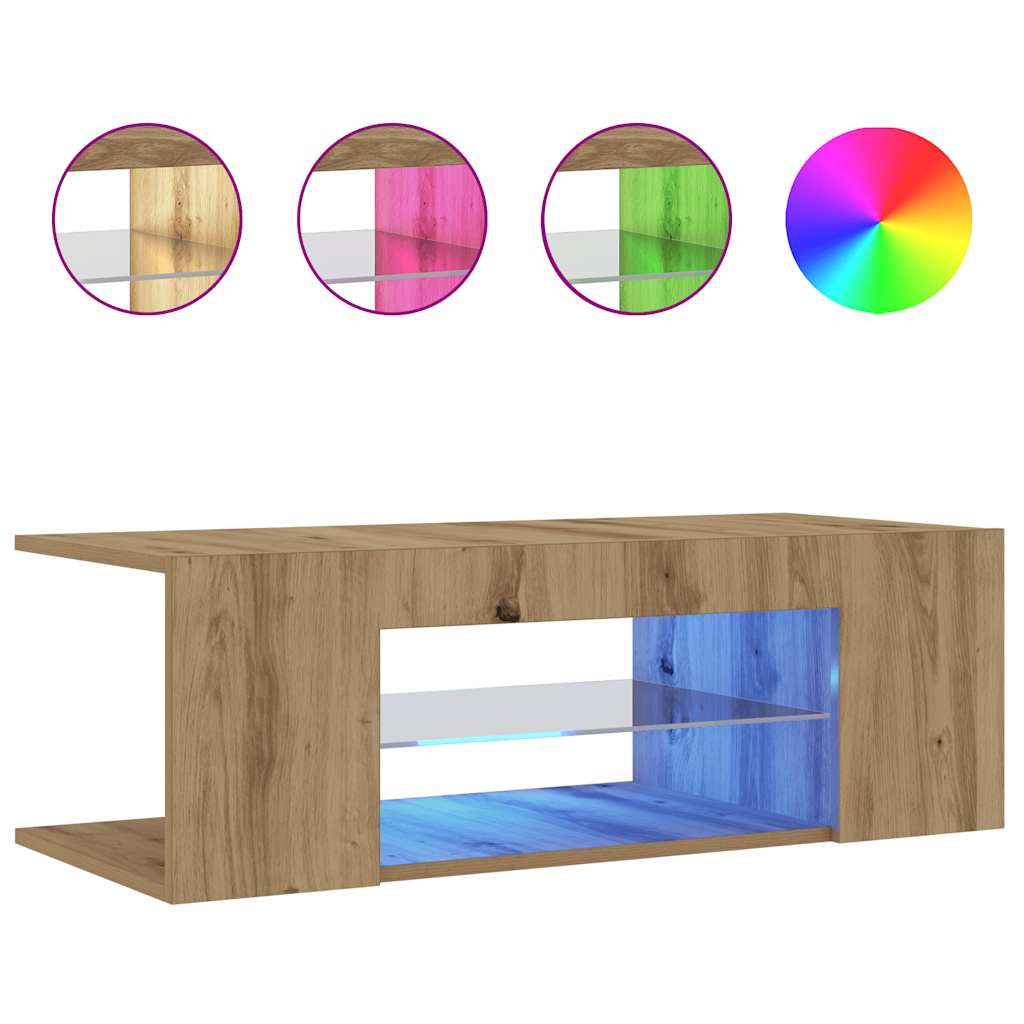 Tv-Schrank Mit Led-Leuchten Artisan-Eiche 90X39X30 Cm