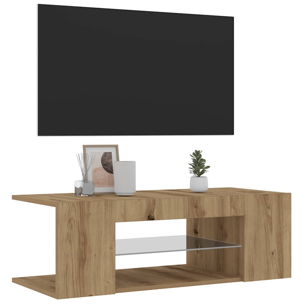 Tv-Schrank Mit Led-Leuchten Artisan-Eiche 90X39X30 Cm