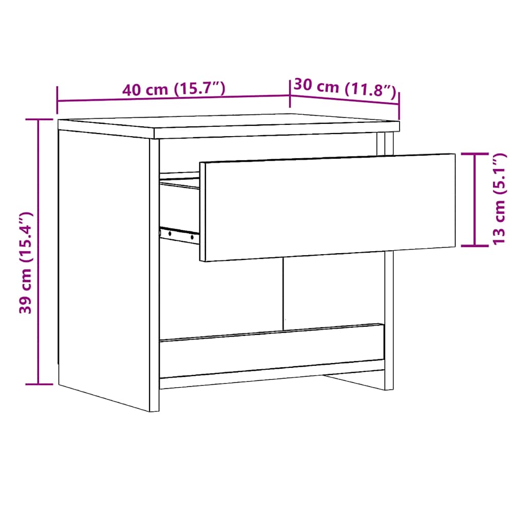 Nachttisch Artisan-Eiche 40X30X39 Cm Holzwerkstoff