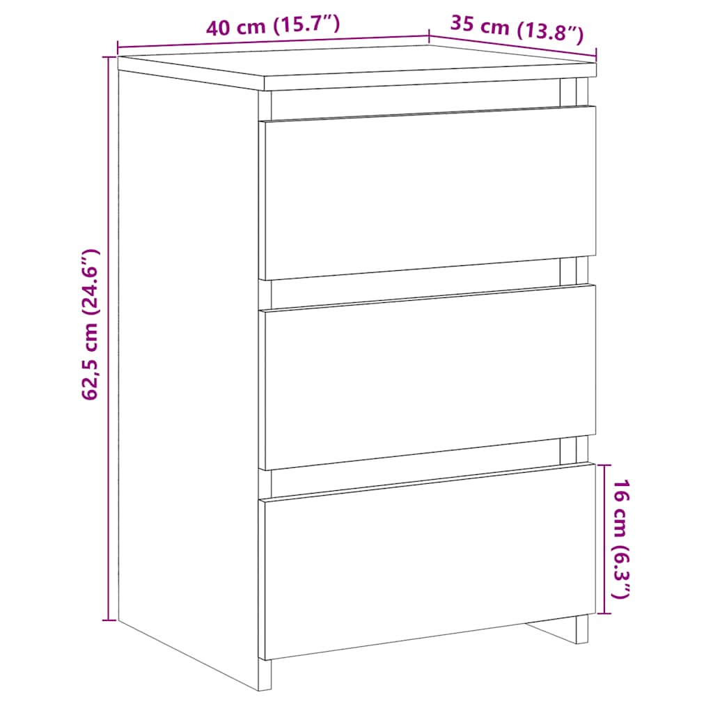 Nachttisch Artisan-Eiche 40X35X62,5 Cm Holzwerkstoff