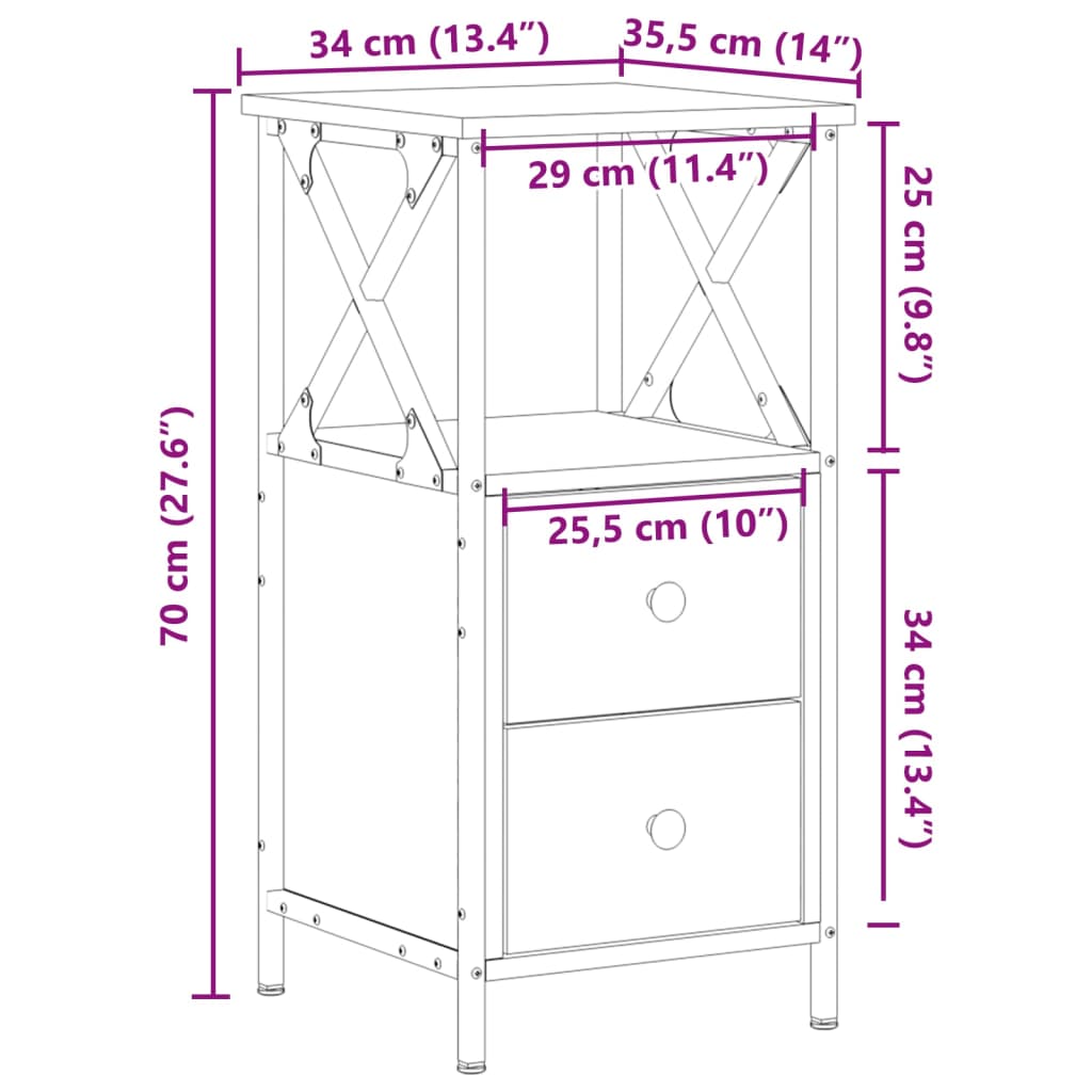 Nachttisch -Optik 34X35,5X70 Cm Holzwerkstoff