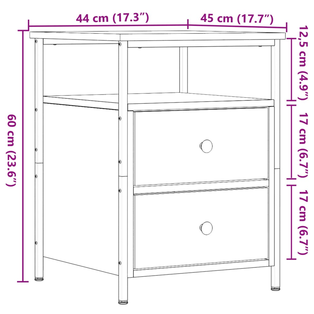 Nachttisch -Optik 44X45X60 Cm Holzwerkstoff