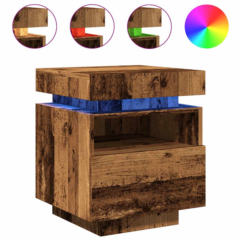 Nachttisch Mit Led-Leuchten -Optik 40X39X48,5 Cm