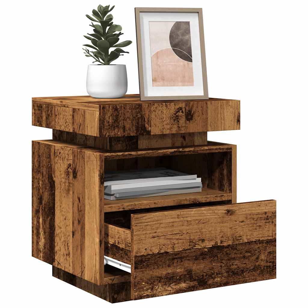 Nachttisch Mit Led-Leuchten -Optik 40X39X48,5 Cm