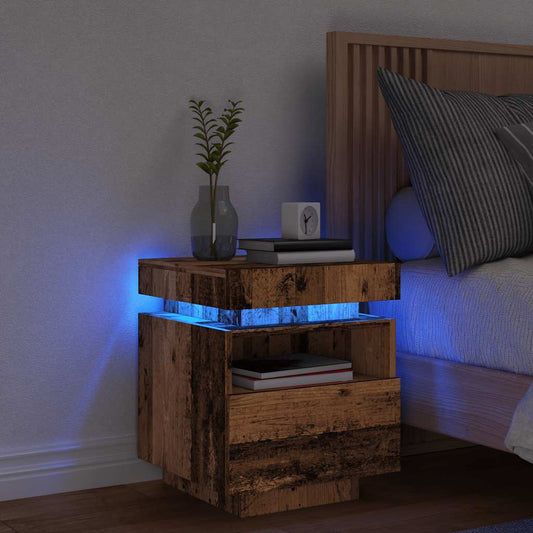 Nachttisch Mit Led-Leuchten -Optik 40X39X48,5 Cm