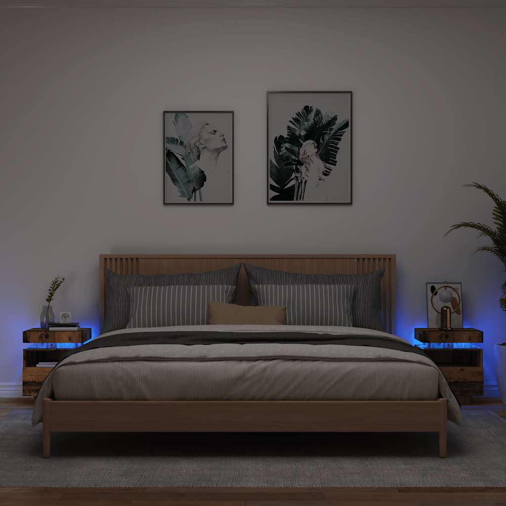 Nachttisch Mit Led-Leuchten -Optik 40X39X48,5 Cm