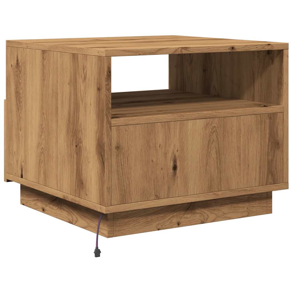 Couchtisch Mit Led-Leuchten Artisan-Eiche 50X49X40 Cm