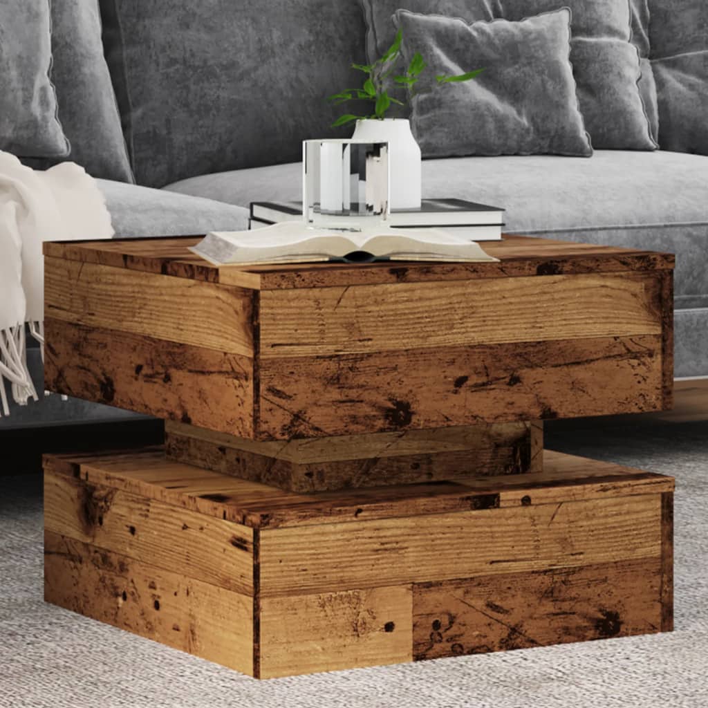 Couchtisch Mit Led-Leuchten Schwarz Eichen-Optik 50X50X40 Cm