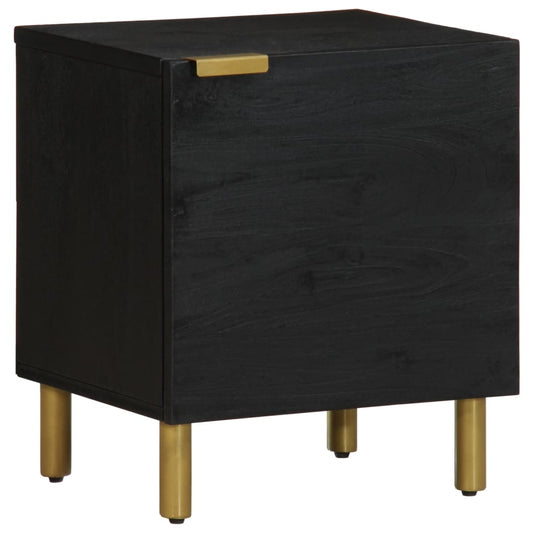 Nachttisch Schwarz 40X33X46 Cm Massivholz Mango