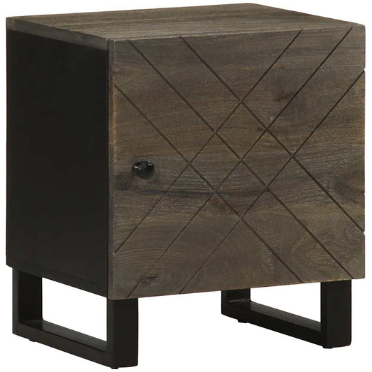 Nachttisch Schwarz 40X33X46 Cm Massivholz Mango