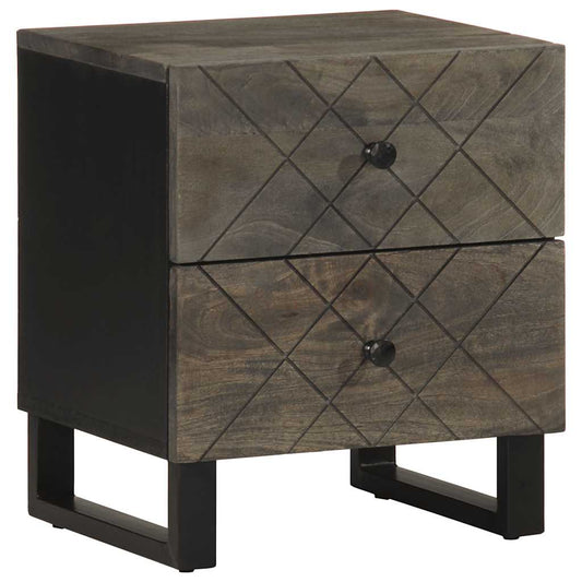 Nachttisch Schwarz 40X33X46 Cm Massivholz Mango