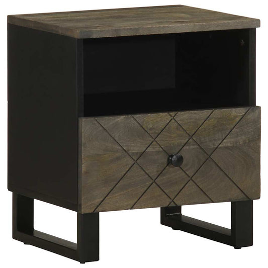 Nachttisch Schwarz 40X33X46 Cm Massivholz Mango