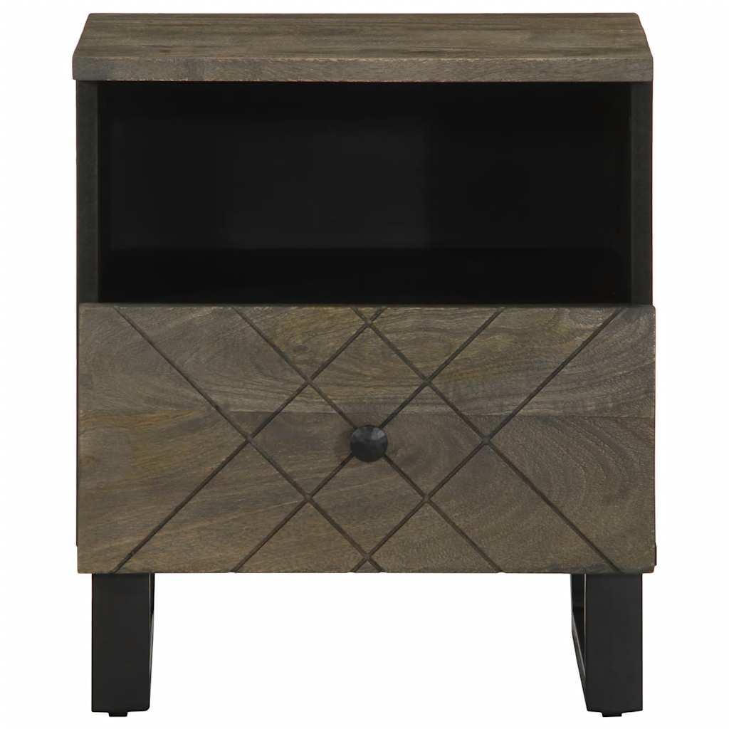 Nachttisch Schwarz 40X33X46 Cm Massivholz Mango