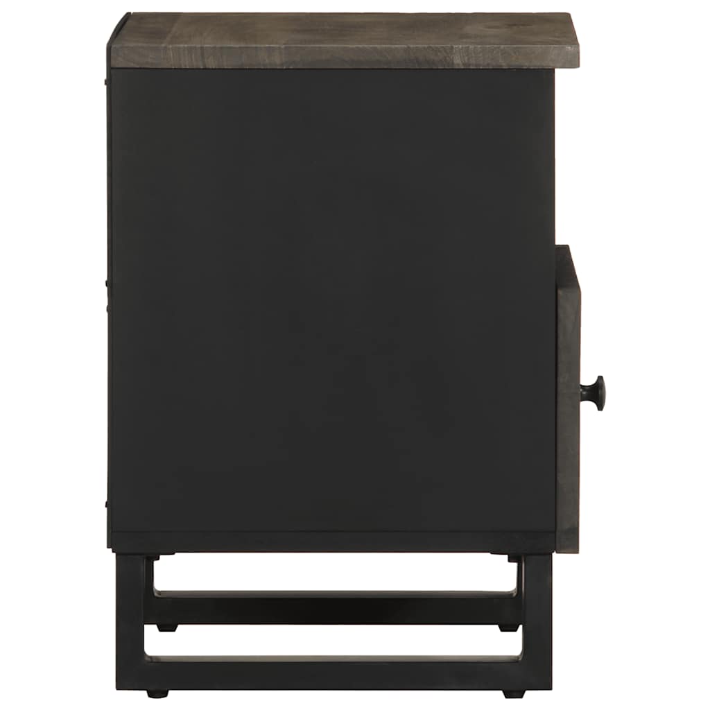 Nachttisch Schwarz 40X33X46 Cm Massivholz Mango