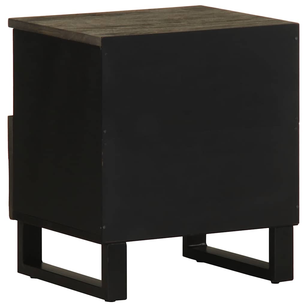 Nachttisch Schwarz 40X33X46 Cm Massivholz Mango