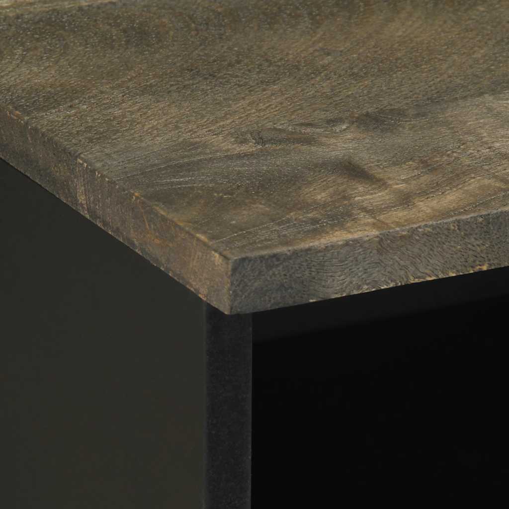 Nachttisch Schwarz 40X33X46 Cm Massivholz Mango