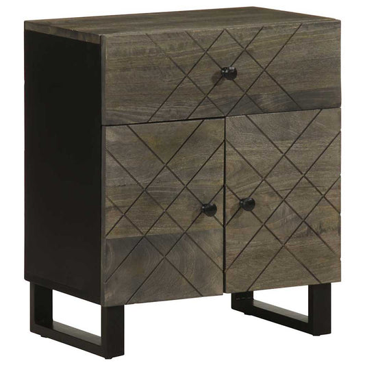 Nachttisch Schwarz 50X33X60 Cm Massivholz Mango
