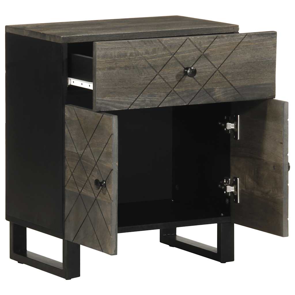 Nachttisch Schwarz 50X33X60 Cm Massivholz Mango
