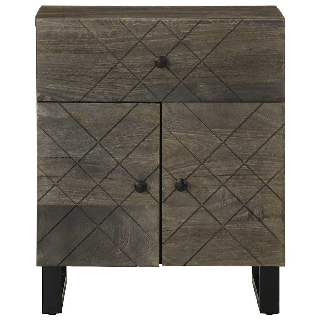 Nachttisch Schwarz 50X33X60 Cm Massivholz Mango