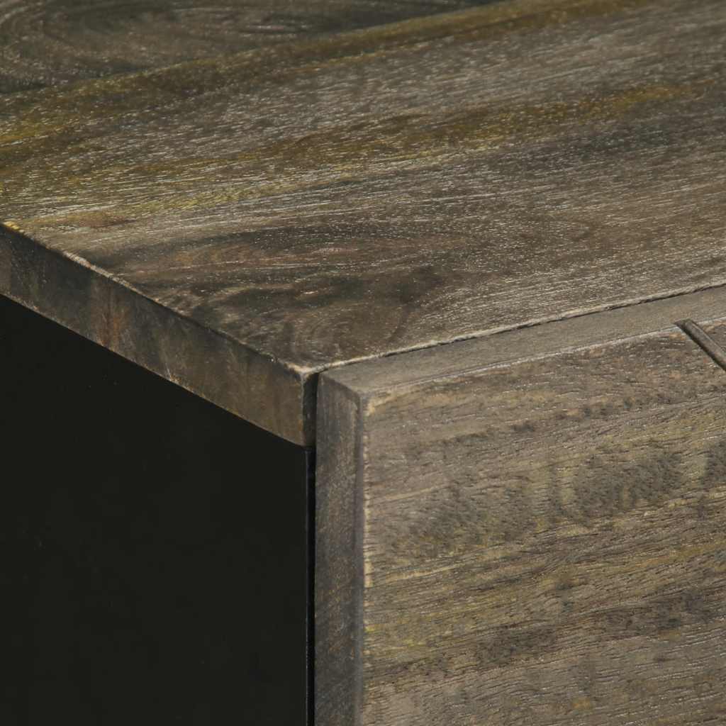 Nachttisch Schwarz 50X33X60 Cm Massivholz Mango