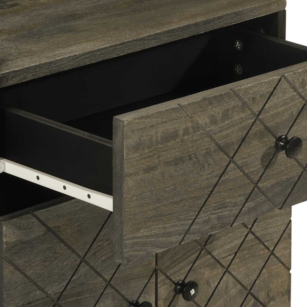 Nachttisch Schwarz 50X33X60 Cm Massivholz Mango