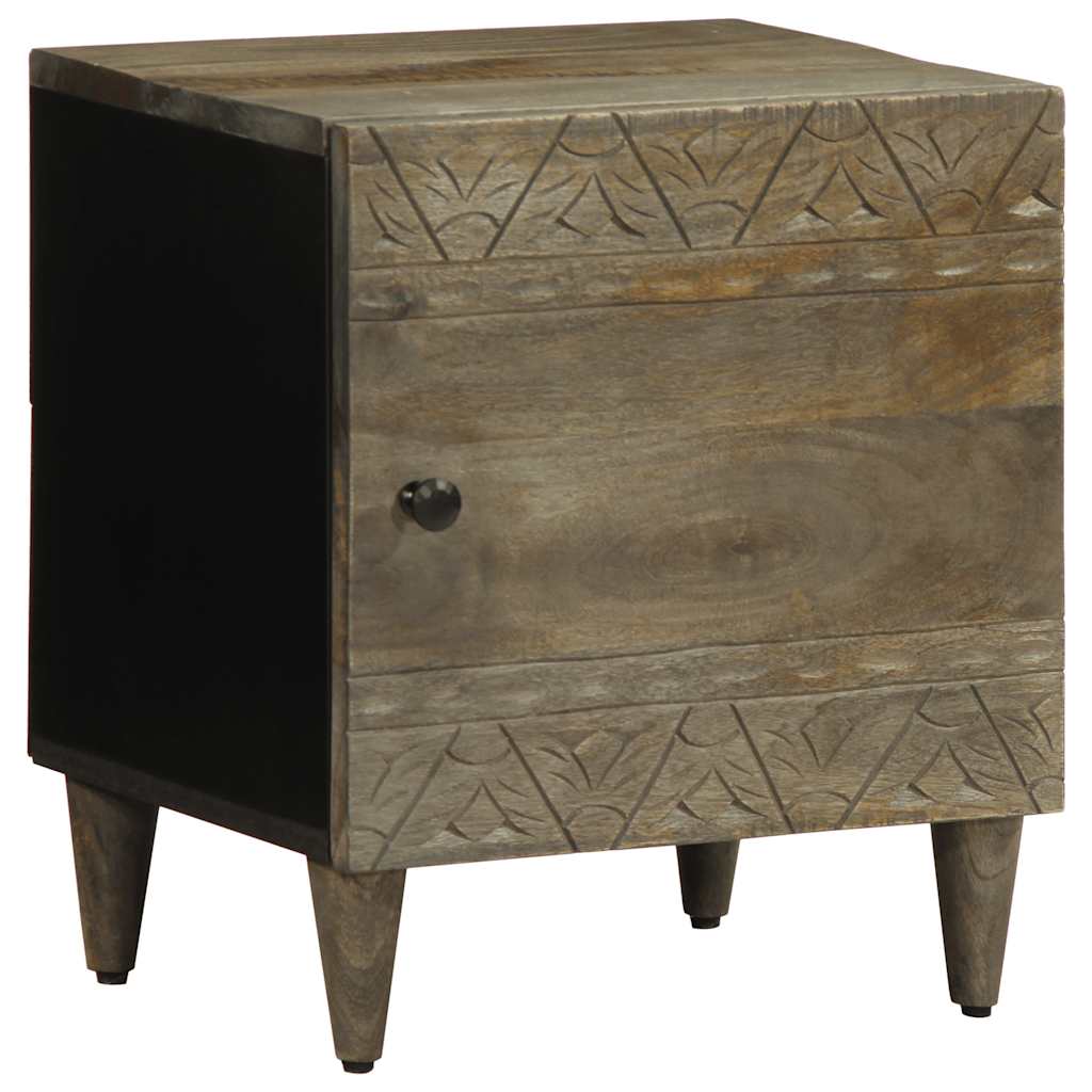 Nachttisch Hellgrau 40X33X46 Cm Massivholz Mango