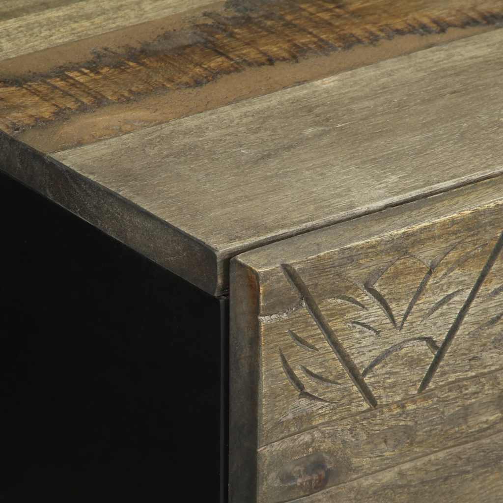 Nachttisch Hellgrau 40X33X46 Cm Massivholz Mango