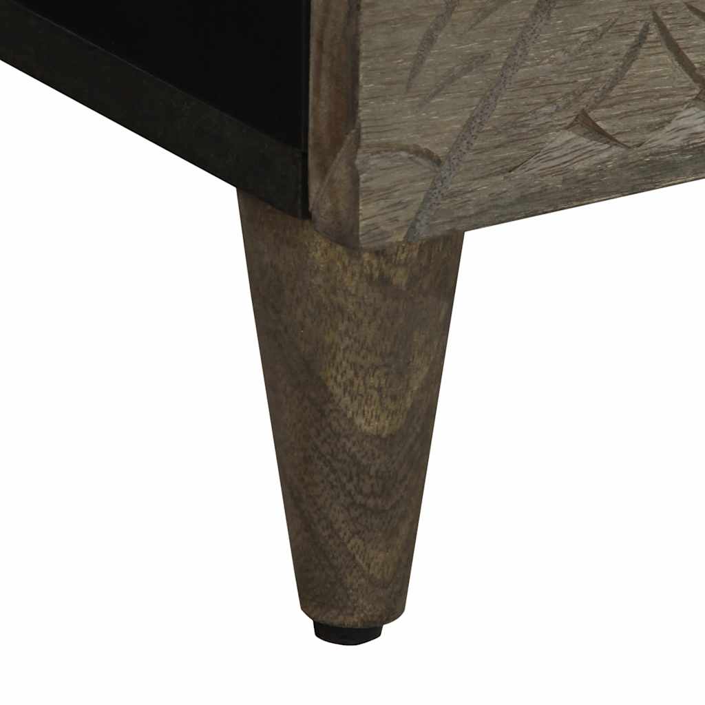 Nachttisch Hellgrau 40X33X46 Cm Massivholz Mango