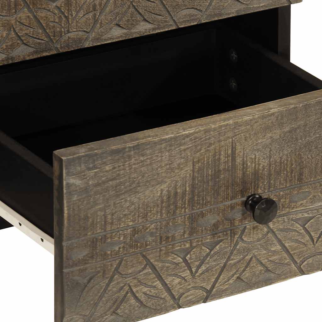 Nachttisch Hellgrau 40X33X46 Cm Massivholz Mango