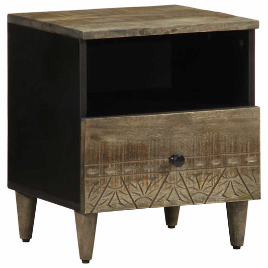 Nachttisch Hellgrau 40X33X46 Cm Massivholz Mango