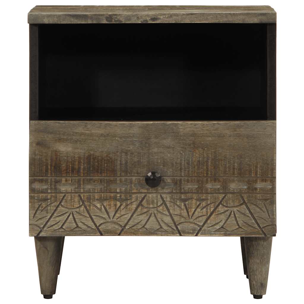 Nachttisch Hellgrau 40X33X46 Cm Massivholz Mango