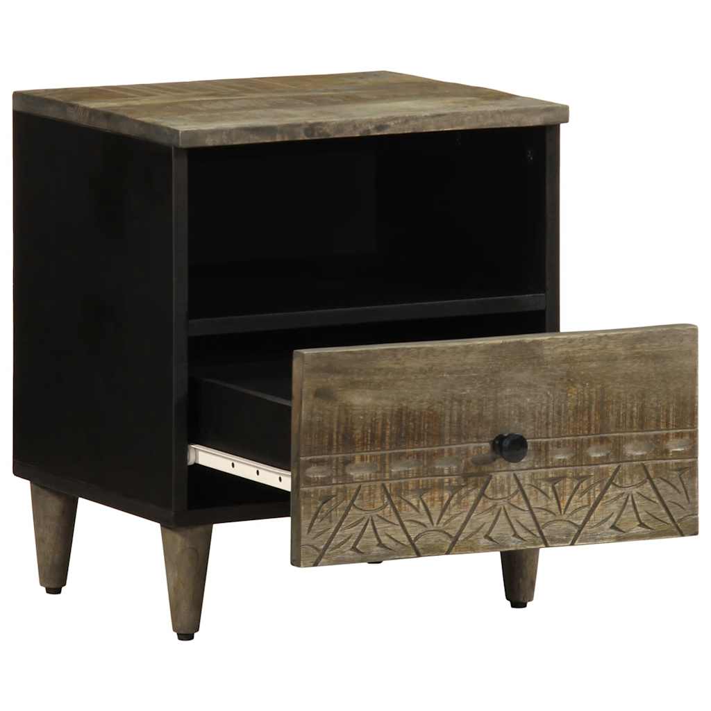 Nachttisch Hellgrau 40X33X46 Cm Massivholz Mango