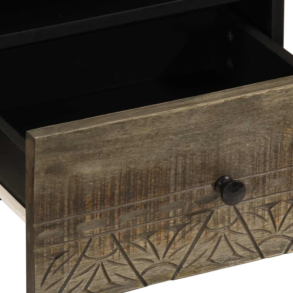Nachttisch Hellgrau 40X33X46 Cm Massivholz Mango