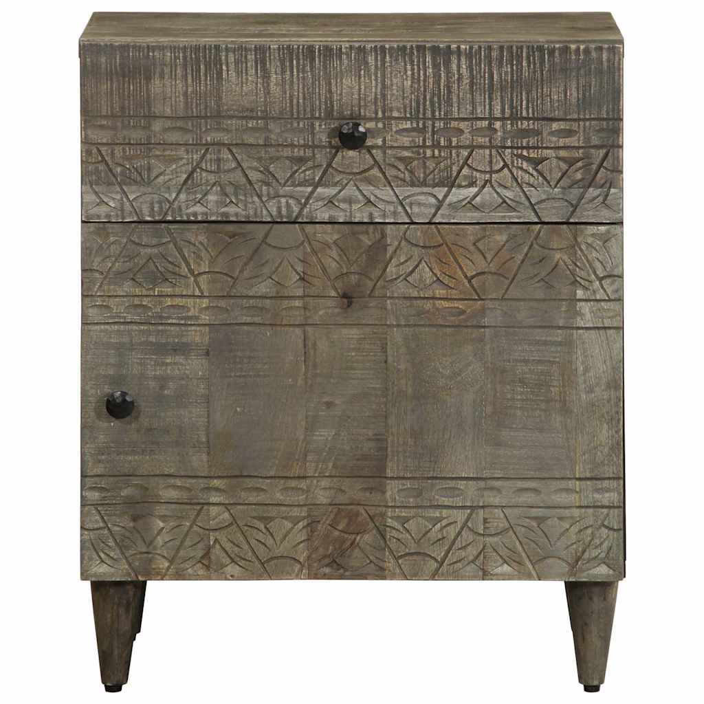 Nachttisch Hellgrau 50X33X60 Cm Massivholz Mango