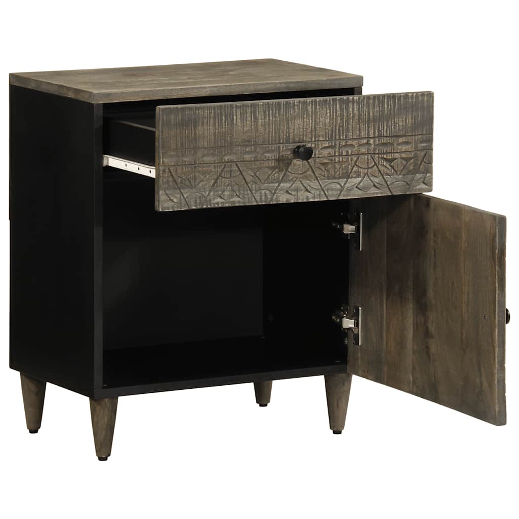 Nachttisch Hellgrau 50X33X60 Cm Massivholz Mango