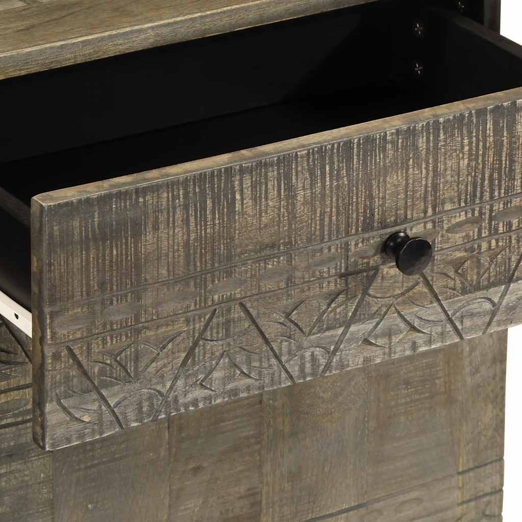 Nachttisch Hellgrau 50X33X60 Cm Massivholz Mango