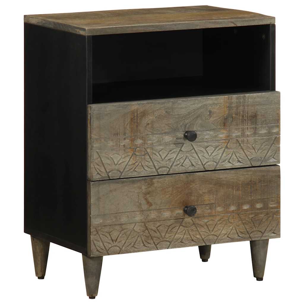 Nachttisch Hellgrau 50X33X60 Cm Massivholz Mango