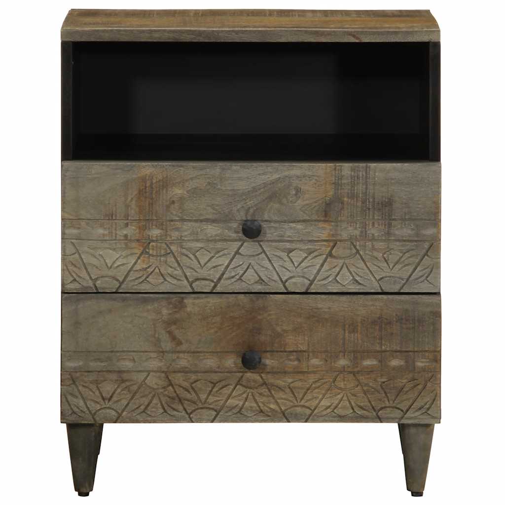 Nachttisch Hellgrau 50X33X60 Cm Massivholz Mango