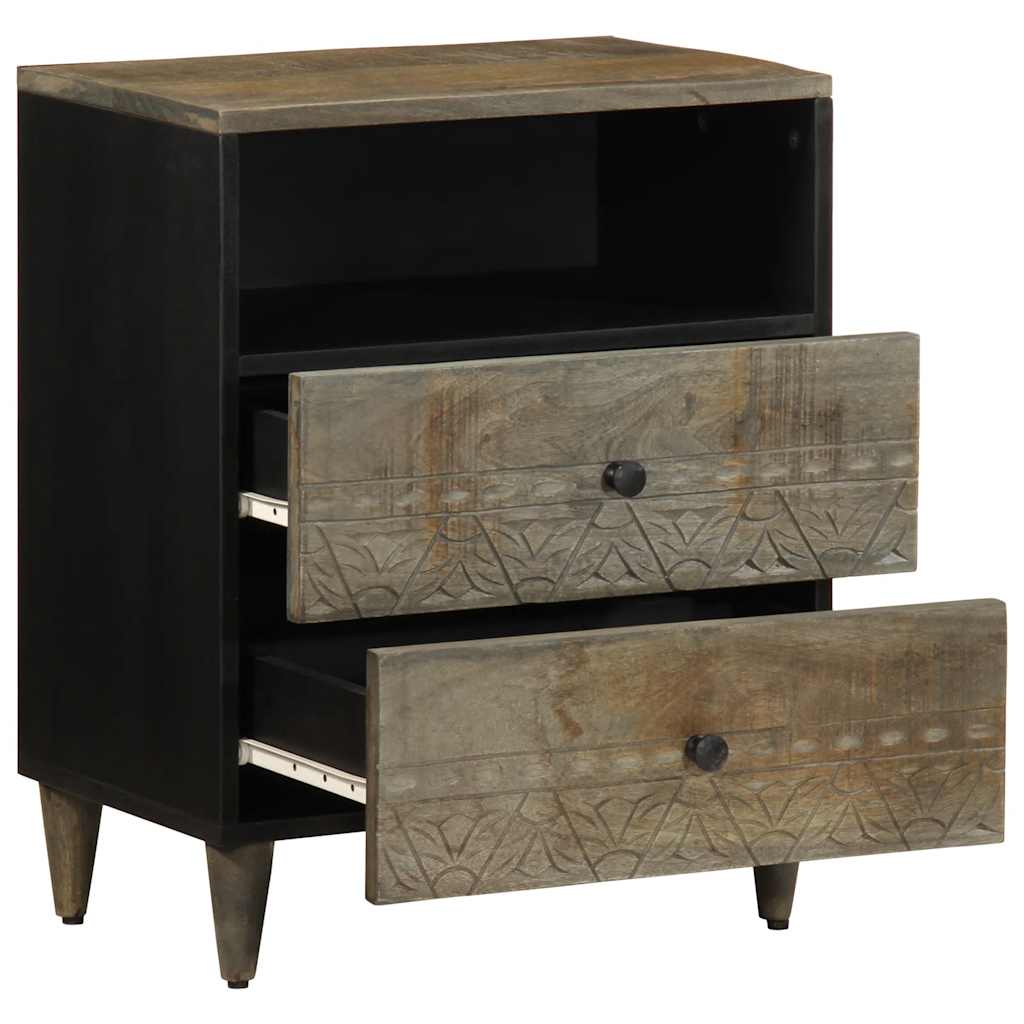 Nachttisch Hellgrau 50X33X60 Cm Massivholz Mango