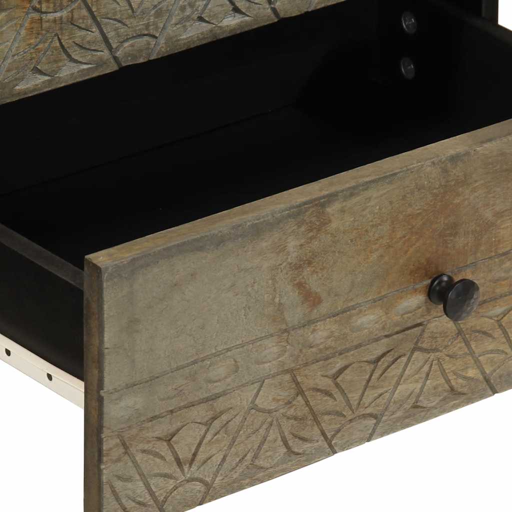 Nachttisch Hellgrau 50X33X60 Cm Massivholz Mango