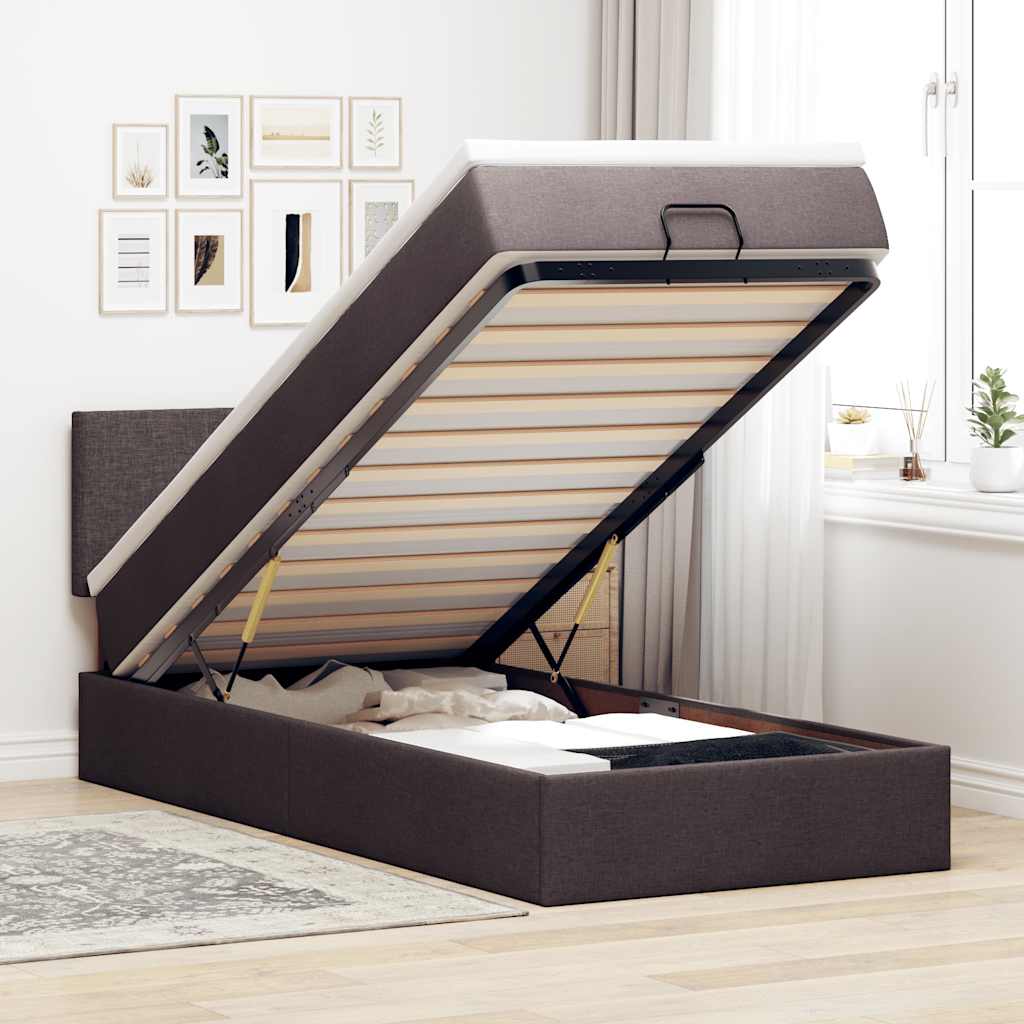 Ottoman-Bett Mit Matratze Stoff Dunkelbraun